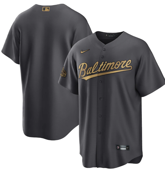 Men's Baltimore Orioles Blank 2022 All-Star Cool Base Charcoal Stitched Baseball Jersey